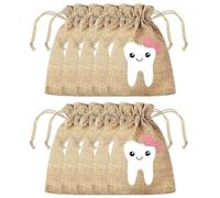 Glixoft 10pcs Natural Living Tooth Fairy Bag Set Kit, Baby Teeth Drawstring Bag the Perfect Tooth Fairy Drawstring Gift Bag for Girls