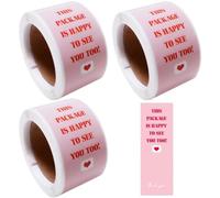 Glixoft 300pcs/3 Rolls Sealing Tabs Rectangle Sealing Tabs This Package is Happy to See You Too Stickers for Small Gift Box