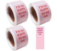 Glixoft 300pcs/3 Rolls Sealing Tabs Rectangle Sealing Tabs This Package is Happy to See You Too Stickers for Small Gift Box