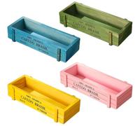 Glixoft 4pcs Wood Planter Box, Rectangular Planter Box, Planter, Garden Decorative Planter Plant Container Box Outdoor Garden Planters for Home