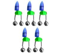 Glixoft 5pcs Led Night Fishing Rod Bite Bait Alarm Light with Twin Bells Ring Fishing Bite Alarm Indicator for Rods Tips Night