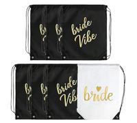 Glixoft 7 Pcs Bride Drawstring Bags Bridesmaid Handbag Dolly Bag, Bachelorette Party Drawstring Backpacks for Bridal Shower Wedding Party Supplies Gift Bags