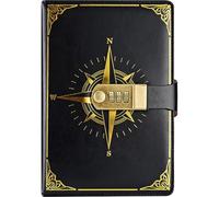 Glixoft A5 Compass Diary Notebook Leather Journal Sea Adventure Travel Diary Password Lock Diary for Men Women