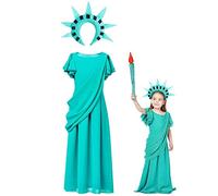 Glixoft American Statue of Liberty Costume Liberty Girl Costume Fancy Dress Costume Patriotic Party Accessories for Carnival and Halloween