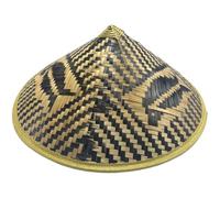 Glixoft Bamboo Cone Hat, Unisex Adults, Asian Cultural Style, Spring/Summer, High Sun Protection, Adjustable Fit, Solid Pattern, One Size Fits All