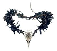 Glixoft Black Elf Headband Forest Flower Crown Gothic Floral Headwear Flower Headband Garland for Halloween Carnival Medieval Party