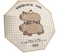 Glixoft Capybara Folding Umbrella Cute Anti-uv Umbrella Portable Windproof Umbrella Compact Travel Umbrella Summer Accessory for Men Women
