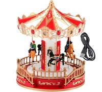 Glixoft Carousels Musical Box with Light Xmas Carousel Ornament Cute Desktop Ornament for Girls Birthday Christmas Home Decor