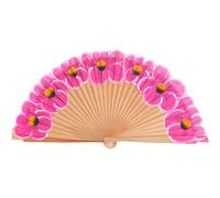 Glixoft Chinese Style Wooden Folding Fan Painting Flower Pattern Dance Fan Hand-painted Fan Elegent Party Performance Hand Held Fan Home Decor Craft Gift