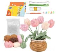 Glixoft Crochet Flower Kit for Beginners Easy Knit Accessories Set with Instruction Flower Bouquet Potted Diy Crochet Kits