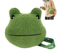 Glixoft Crossbody Cute Cartoon Frog Plush Purse Backpack Kawaii Big Mouth Frog Head Crossbody Shoulder Bag for Change Keys Phone