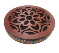 Glixoft Ethnic Ocean Drum: Wood Hand Drum for Sound Healing, Meditation & Relaxation - Frost Flower, 20cm