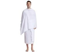 Glixoft Men's Pilgrimage Clothing Prayer Worship Costumes Islamic Loose Clothing Shawl Ihram Worship Pilgrimage Clothes for Men
