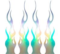 Glixoft Motorcycle Flame Stickers 4pcs Racing Sports Flame Stripe Decal Personality Reflective Stickers for Car Motorcycle Diy Decoration