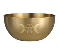 Glixoft Pentagram Altar Bowl Witch Offering Bowl Golden Ritual Bowl Witchcraft Tarot Supplies Brass Bowl for Pagan Witchcraft Divination