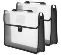 Glixoft Plastic Folder Hemmed Handbag Envelope 2pcs/set A4 Expanding File Folders with Handle Waterproof Document Organiser for Office