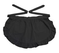 Glixoft Ruffled Maid Apron Black Waitress Apron Adjustable Half Apron Maid Costume Accessory for Restaurant Hotel Coffee Shop