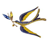 Glixoft Ukrainian Flag Brooch Ukrainian Peace Brooch Swallow Pin Rhinestone Brooch Unisex Lapel Pin Jewelry Accessories
