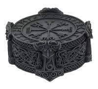 Glixoft Viking Trinket Box Compass Engraved Jewelry Case Keepsake Box Jewellery Storage Organiser Viking Centerpiece Adornment Ear Studs Holder
