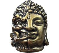 Glixoft Vintage Brass Paracord Beads, Half Devil Half Buddha Face Knife Lanyard Beads Charms Pendant for Knife Lanyard Bracelet Keychains Diy Accessories