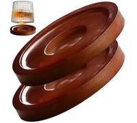Glixoft Wood Coaster 2pcs Rotating Whiskey Glasses Base Bar Drink Coaster Heat Resistant Tea Mug Mat for Countertop and Surfaces