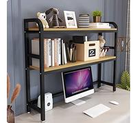 GLJTUO 2 Tier Desktop Bookcase For Computer Desk - Adjustable Desk Bookshelf, Wood And Metal Computer Desk Bookshelf, Multipurpose Countertop Hutch Bookshelf, Storage Display Shelf,D-115CM