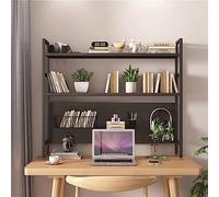 GLJTUO 2 Tier Desktop Bookshelf/Bookcase - Computer Desk Bookshelf Hutch, Office Storage Rack, Multipurpose Wood Countertop Hutch Bookshelf, Adjustable Display Shelf Rack Organizer,Black