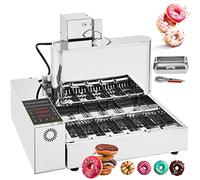 GLJTUO 2000W Commercial Donut Making Machine, 4/6 Rows Mini Donut Maker With Intelligent Control Panel,Digital Donut Fryer Auto Flip Adjustable Donut Thickness,Stainless Steel-6Row
