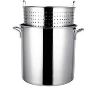 GLJTUO 27Qt/45Qt/63Qt Stainless Steel Stock Pot Commercial Heavy Duty Turkey Deep Fryer Crawfish Clam Steamer With Strainer Basket For Soup, Broth & Stock, Chili Casserole,35cm/13.8inch
