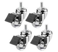 GLJTUO 35mm Shelving Caster, 4X Threaded Stem Castor Wheels, M8*15mm,m10*15mm,Transparent Rubber Swivel Caster Wheel for Furniture Trolley Tiny Shopping Cart,M10*15mm-4 Braked