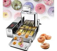 GLJTUO 4 Rows Stainless Steel Doughnut Maker, Commercial Automatic Donut Making Machine, Digital Donut Fryer, Intelligent Control Panel, Adjustable Thickness Automatic Flip