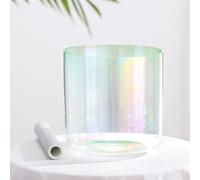 GLJTUO 432Hz Quartz Crystal Singing Bowl with Suede Mallet O-ring for Chakra Balancing Meditation,A note-6 inch
