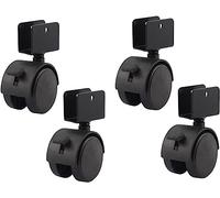 GLJTUO 4pcs Furniture Casters Wheels with U-Shaped Bracket, 50mm Heavy Duty Swivel Castor Wheels, Replacement Wheels, Includes Screws, for DIY Table, Sofa, Flower Stand, Cribs,Black-Splint width 25MM