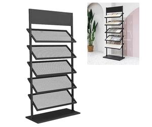 GLJTUO 5-Tier Metal Ceramic Tile Display Rack, Building Material Black Display Shelf, Floor Porcelain Display Stand Rack, Ceramic Sample Display Rack,Suitable For Showrooms,Stor