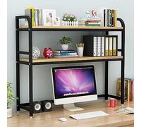 GLJTUO Adjustable Desk Bookshelf Organizer Rack, Desktop Bookcase For Computer Desk, 2 Tier Industrial Desktop Bookshelf, Office Supplies Organizers And Accessories Storage Display S,B-115X24X90cm