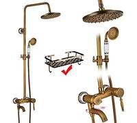 GLJTUO Antique Brass Bathroom Shower Faucet Complete Set Single Handle Ceramic Handshower Rotate Tub Filter Bath Shower Mixer Taps,Type C,Type A with Shelf,Type a