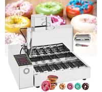 GLJTUO Automatic Donut Maker Machine, 6 Rows 9.5L Hopper Donut Machine, 2000W Stainless Steel Doughnut Maker 50~220℃ Donut Snack Machine Commercial Donut Fryer Adjustable Thickn,6