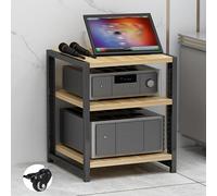 GLJTUO Av Media Stand With Wheels - Adjustable 3/4/5/6-Tier Audio-Video Shelving, Rack & Game Console Shelf, Corner Storage Cabinet For Living Room,Walnut-50x40x40cm