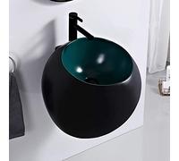GLJTUO Ceramic Bathroom Sink Small Spherical Bathroom Sink Wall Mount Sink Ceramic Vessel Sink with Pop Up Drain, 520x520x430 Mm,Green