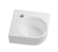 GLJTUO Ceramic Wall Mounted Sink With Drainer, Space-Saving Corner Vanity For Compact Bathrooms And Kitchens,No Faucet-Model B