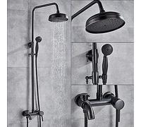 GLJTUO Chrome Rainfall Shower Faucets Set Wall Mount Bathroom Shower System Single Handle 3-Way Mixer Tap Bath Shower Mixers-Bronze Black B,Antique Brass,Bronze Black B