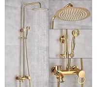 GLJTUO Chrome Rainfall Shower Faucets Set Wall Mount Bathroom Shower System Single Handle 3-Way Mixer Tap Bath Shower Mixers-Bronze Black B,Antique Brass,Polished Gold