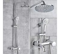 GLJTUO Chrome Rainfall Shower Faucets Set Wall Mount Bathroom Shower System Single Handle 3-Way Mixer Tap Bath Shower Mixers-Bronze Black B,Antique Brass,Chrome