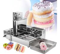 GLJTUO Commercial 4/6 Rows Doughnut Maker, Fully Automatic Donut Making Machine With Intelligent Control Panel, 1800Pcs/H Adjustable Thickness Auto Flip Donut Fryer 4,4