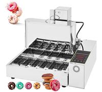 GLJTUO Commercial 4/6 Rows Doughnut Maker, Fully Automatic Donut Making Machine With Intelligent Control Panel, 1800Pcs/H Adjustable Thickness Auto Flip Donut Fryer 4,6