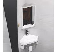 GLJTUO Corner Bathroom Sink & Vanity Combo Set with Mirror Cabinet WallMounted Storage for Small Spaces Stylish 37cm Bathroom Solutions,Bianco-42cm/16.5in