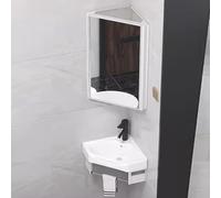 GLJTUO Corner Bathroom Sink & Vanity Combo Set with Mirror Cabinet WallMounted Storage for Small Spaces Stylish 37cm Bathroom Solutions,Bianco-37cm/14.5