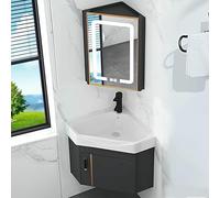 GLJTUO ct Corner Bathroom Vanity Set with Ceramic Sink & Mirror Wall-Mounted Design for Small Spaces Ideal for Limited Bathrooms,size_name-38cm/15in