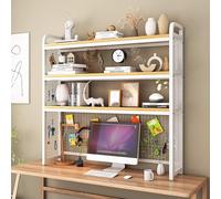 GLJTUO Desktop Bookshelf For Computer Desk, 3-Tier Multipurpose Wood Countertop Hutch Bookshelf, Ideal Storage Organizer Shelves For Home Office Supplies,White a-75cm/29.5inch