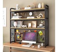 GLJTUO Desktop Bookshelf For Computer Desk, 3-Tier Wooden Countertop Hutch Bookshelf, Multipurpose Desktop Bookcase Storage Organizer Shelves For Home Office Supplies,Black a-75cm/29.5inch